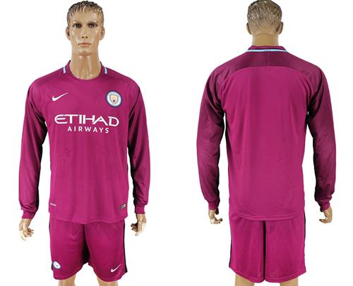Manchester City Blank Away Long Sleeves Soccer Club Jersey - Click Image to Close